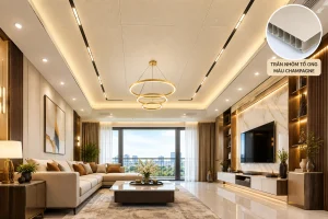 Trần nhôm tổ ong màu champagne